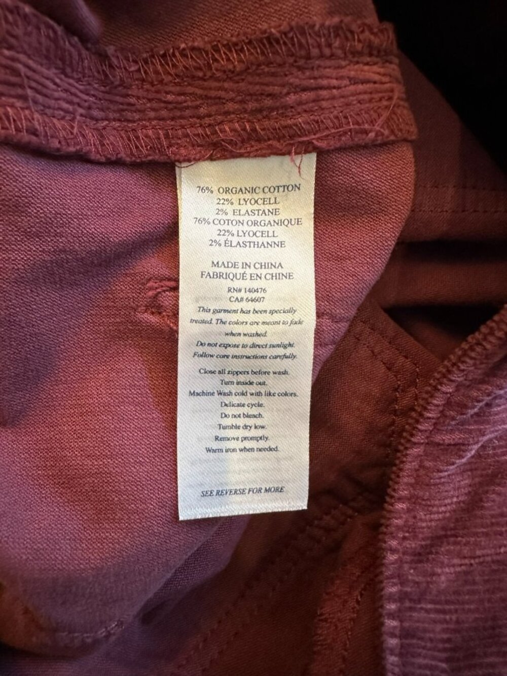 Faherty Wide-Leg Corduroy Pants in Burgundy - Picture 5 of 6